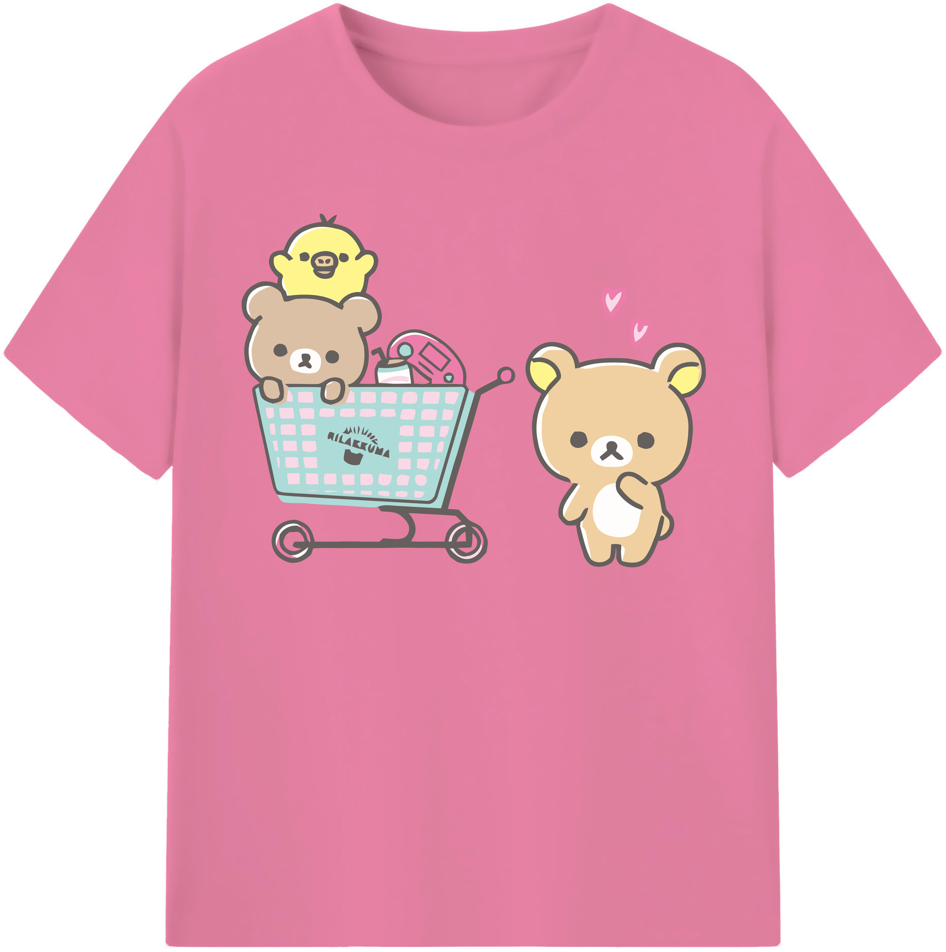 （画像用） リラックマ リラックマ キイロイトリ Rilakkuma Korilakkuma Kiiroitori 綿100％半袖Tシャツ（フロントプリント）